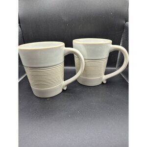 Sandstone By Noble Excellence Ribbed Stoneware Coffee Mugs Set Of Two